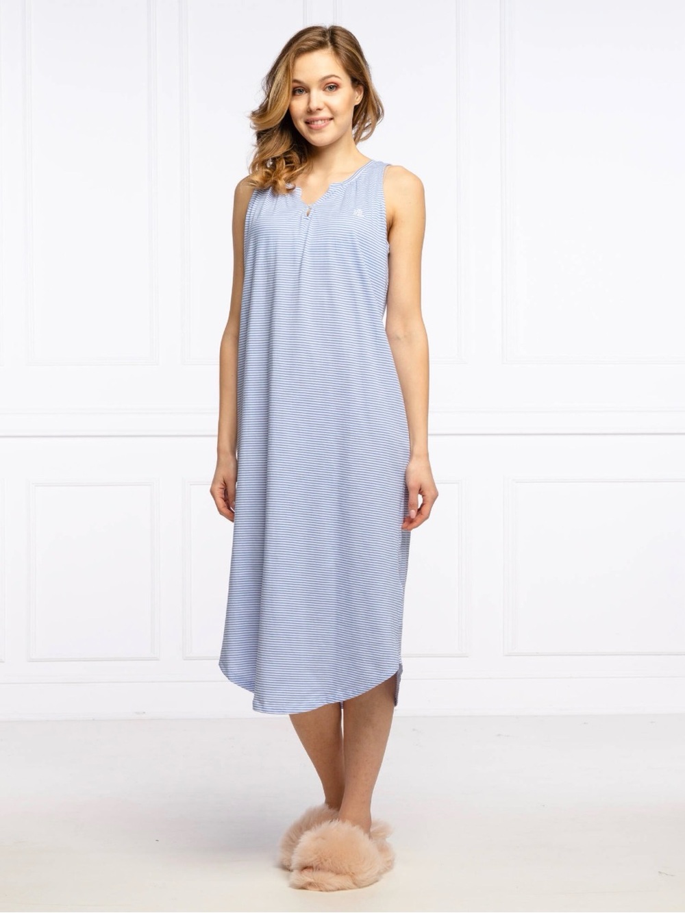 Ralph Lauren Light Blue and White Striped Women’s Nughtgown